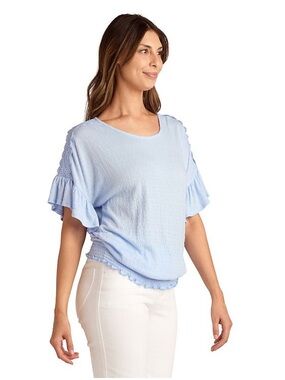 NWT AB Studio light blue dolman ruffle sleeve top size medium
